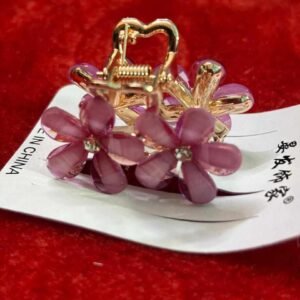 silver metal flower claw clip