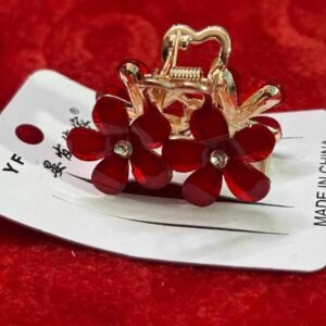 silver metal flower claw clip