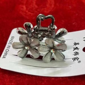 silver metal flower claw clip