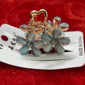 silver metal flower claw clip